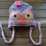 Wholesale Crochet Cotton Kids Girl Giggle & Hoot ' HOOTABELLE' Ear Flap Hat ,Baby OWL Beanie thumbnail-1