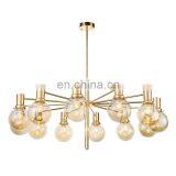Modern Glass Globe Gold Plated Metal Chandelier Pendant Light thumbnail-4