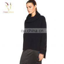 Short Front Long Back Fashional Ladies Black Oversized Knit Pullover Sweater thumbnail-2