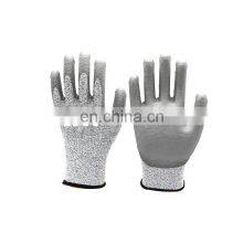 ANSI Cut 5 PU Coated Safety Glove CPE512 Heavy Duty High Cut Grey Soft Gloves thumbnail-1