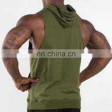 Custom Loose Plus Size Hooded Training Running Jumper Quick-drying Men Sports Sleeveless Hoodies thumbnail-3