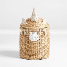 Hot Water Hyacinth Unicorn Hamper Storage Basket Home Decoration Clothes Wicker Basket Frame In Bulk Wholesale Vietnam Supplier