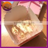 Cheap custom printed folded paper round candy box with ribbons
