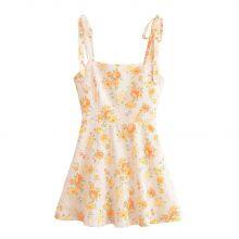 Spring New Women's Clothing European and American Style Bow Decoration Flower Print Poplin Dress thumbnail-4