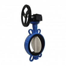 DN100 PN16 150LB Ductile Iron Worm Gear Wafer Butterfly Valve PTFE Soft Seal Handle Wafer Butterfly Valve thumbnail-6