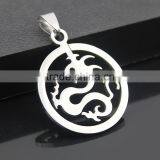 304 Stainless Steel Round Dragon Pendant Necklace thumbnail-1