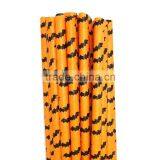 Pumpkin Color Bat Halloween Paper Drinking Straws thumbnail-1