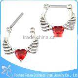 Competitive Price Nose Ring Pink Opal Heart Wings Septum Clicker Body Piercing Jewelry thumbnail-4