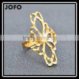 Wholesale Hollow Out Cross The Flower Stainless Steel Gold Plated Rings