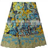 New Arrival Multiolor Design African Real Hollandais Wax With Guipure Cupion Lace thumbnail-1
