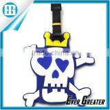 Cute Plastic Rubber Luggage Tag With Leather Strap,Custom Skullcandy Shape Rubber Luggage Tag