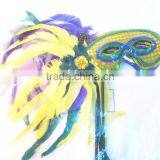 Fashion One Side Multi Color Feather Party Cosplay Sequin Flower Feather Mask thumbnail-2