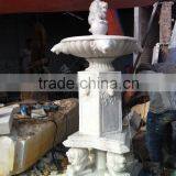 Flower Garden Stone Water Fountain Lion Head Hand Carved Marble Sculpture From Vietnan