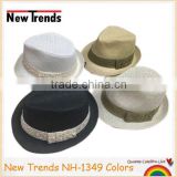 Solid colors straw fedora man hat with lace band