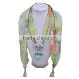 2016 Spring Women New Design Jeweled Scarf With Pendant
