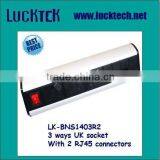 Desktop UK Power Outlets With 2 RJ45 Network Connectors,Mounting Tabletop. thumbnail-1