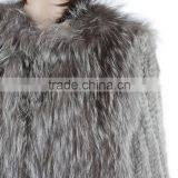 High Quality Knitted Fur Coat With Rabbit/silver Fox Fur/high Fashion Fur Style for Ladies KZ150105 thumbnail-4