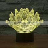 3D Optical Night Light Lotus 7 RGB Light Colors 10 LEDs AA Battery or DC 5V Mixed Lot thumbnail-4