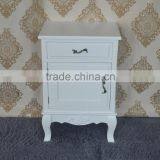 French Cottage Style Matt White Color Paulownia Wood Nightstand With Drawer thumbnail-2