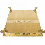 RAJWADI CHOWKI-PATLA / SITTING STOOL - PEACOCK DESIGNED WOODEN HANDMADE 10"x10"x2" CHOWKI PATLA-G.M. thumbnail-4