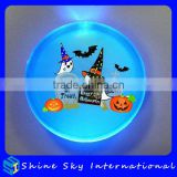 Frosted Surface Plastic Halloween Flashing Pin Badge 5cm Big Round Flashing Badge For Clothing