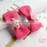 Cute Fancy Wholesale Kids Fabric Ribbon Bow Hair Clips For Baby Girls Accessories thumbnail-3