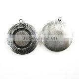 20mm Setting Size Vintage Antique Silver Round Photo Locket Bezel Tray Pendant Charm DIY Supplies 1113004 thumbnail-2