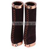 1 Pair Anti-slip Cycling MTB Bike Bicycle Handlebar Cover Grips Vintage Retro Leather Bilateral Lock Cover thumbnail-5