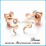 Latest Design Fashion Stainless Steel Snake Animal Stud Earring for Women Girls thumbnail-1
