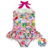 2017 Wholesale Summer Floral Baby Girls One Piece off Shoulder Swimsuit thumbnail-5