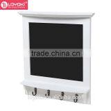 Enrtyway Wall Mounted Country White Rustic Wood Framed Message Black Chalkboard With 4 Utility Coat /key Hooks Notice Board thumbnail-3