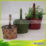 Export Quality Nice Design Colorful Metal Flower Pots With Handles thumbnail-1