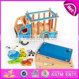 2017 New Design Funny Children Wooden Toy Trucks and Trailers With 4 Small Cars W04A339 thumbnail-4