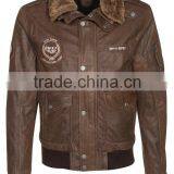 2014 New Brown PU Leater Sherpa Jacket for Men thumbnail-1