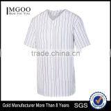 Youth Pinstripe Full Button Baseball Jersey Custom Pad Print Label Tee 100% Polyester Smooth Pinstripe Knit Shirt thumbnail-1