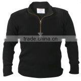 Wholesale Black Acrylic Quarter Zip Military Style Pullover Sweater thumbnail-2