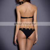 M227 D.Y Fashion 2016 Sexy Black Sretch Metallic Bikini Swimwear thumbnail-3