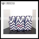 Navy Blue and White Stripe Chevron Print Diaper Bag thumbnail-1