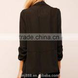High Fashion Women Black Ruched Sleeve Blazer thumbnail-3
