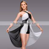 2016 - Half Skirt Black and White Long Chiffon Dress thumbnail-1