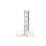 Retail Adjustable Hook Bar Free Standing Wire Mesh Brochure Display Racks / Shelving Units