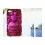 Cute bee case for iphone 4 silicone case with band, silicone cover for iphone4 / 4s