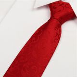 XL Red Mens Silk Necktie Self-fabric Paisley
