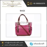 Genuine Leather Pink Color Handbag at Affordable Price