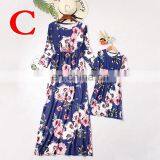 2019 New Fashion Floral Print Casual Mother and Daughter Matching Dress thumbnail-4