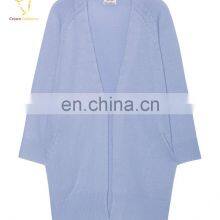 Loose Skyblue Latest Fashion Ladies Woolen Long Cardigan thumbnail-3