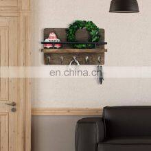 Vintage Natural Wood Hand Made Wall Mounted Key Holder Organizer Rack for Wall