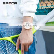 Sanda 6018 Casual Men Brand Quartz Wrist Watches Aanlog Luminous Resin Strap Water Resistant Fashion Men Hand Watch thumbnail-5