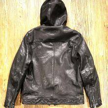 Men's Fashion Genuine Vegetable Sheepskin Leather Jacket With Hood thumbnail-5