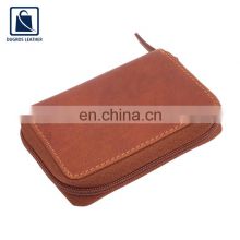 New Vintage Style Zipper Closure Type Long Length Matching Stitching Genuine Leather Women Wallet/Clutch Purse